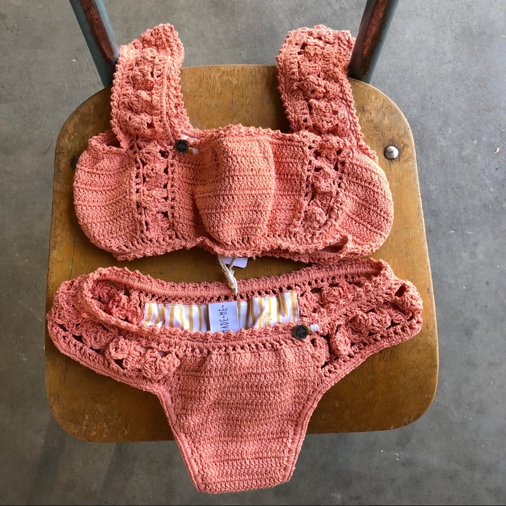 NWT She Made Me Jaya Crochet Bathing Suit Set